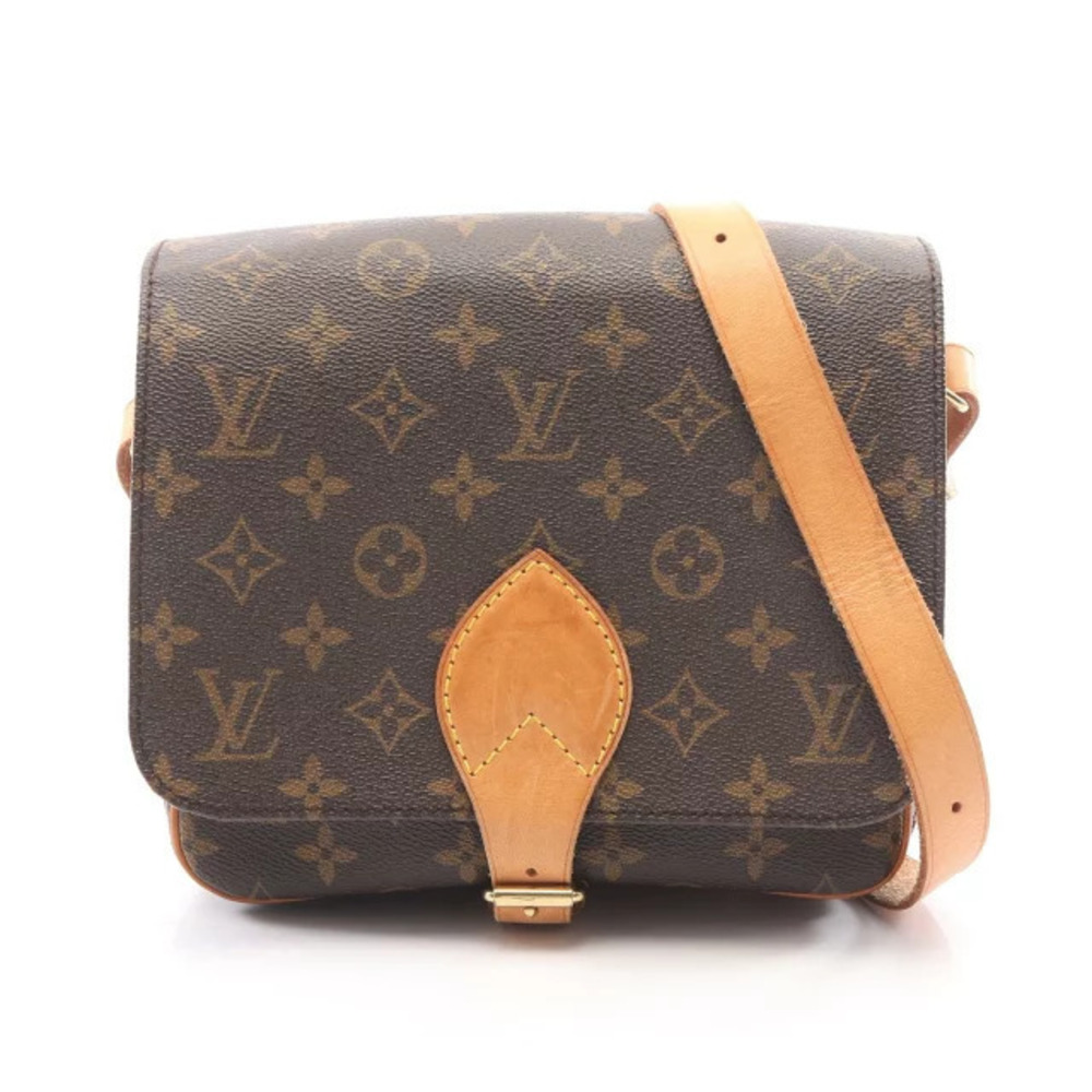Louis Vuitton Cartouchiere Monogram Canvas Leather Shoulder Bag Brown